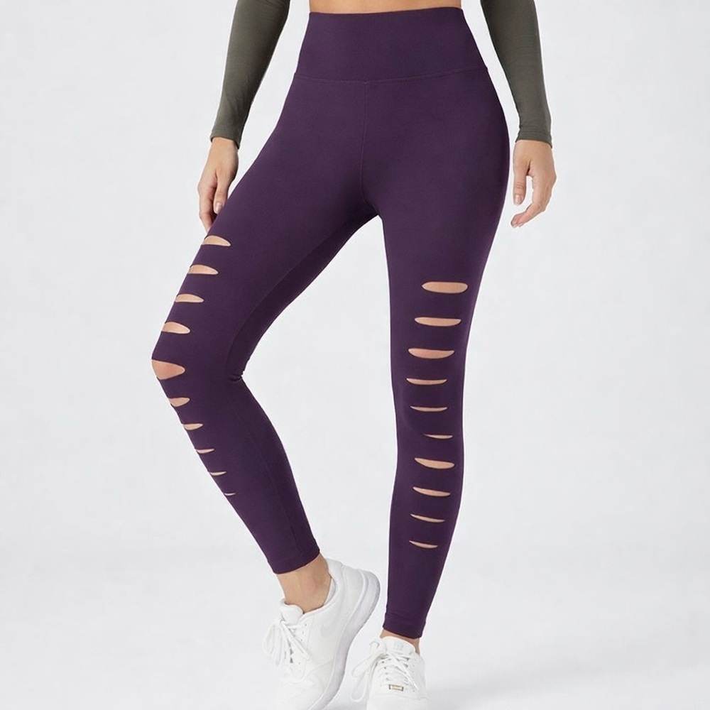 Halara Leggings Eggplant Daystretch Ripped Leggings MSRP $53.95